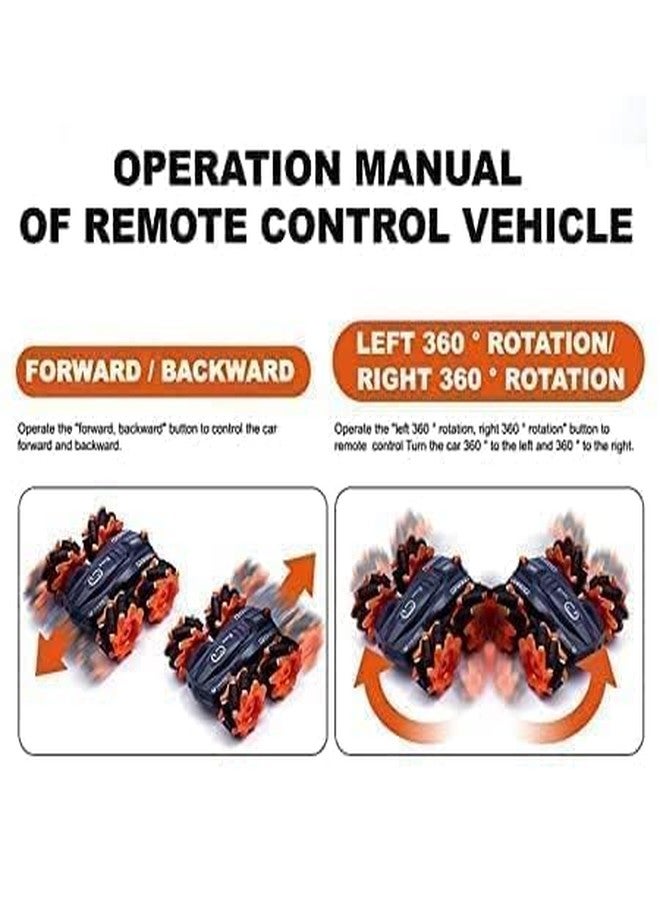RAHU Rc Stunt Racing Mecanum Drift Car for Kids High Speed Plastic Off Road Crawler Vehicle Toy with Led Lights Best Birthday Gift... - Image 5